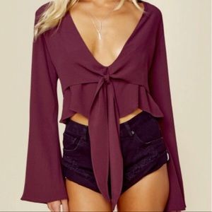 Flynn Skye Burgundy Wrap Crop